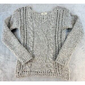 Berretti Sweater Women's S Alpaca Wool Blend Cable Knit Open Weave Oatmeal Italy